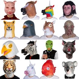 Party Masks Animal Mask Unicorn Horse Mask Deluxe Novelty Halloween Costume Party Eagle Latex Animal Head Masks 230625