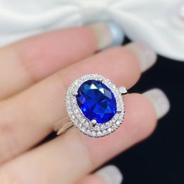 Wedding ring Girl Simulated Sapphire blue Crystal zircon Diamond white gold plated Platinum Ring Party Jewelry Birthday Gift Adjustable