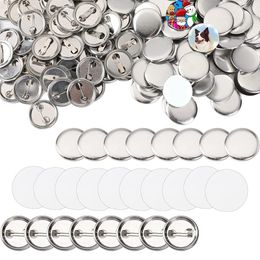 Craft Tools 600 Pcs Blank Button Making Supplies 25Mm1Inch Back Pin Kit Metal Badge Parts For Machine 230625