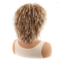 Synthetic Wigs Short Mix Brown/Blonde Soft Dreadlock Curly Hair Wig Goddess Faux Locs Braided For Women Kend22