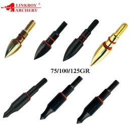 Bow Arrow Linkboy Archery 12PCS 8-32/5-16/9-32/11-32 Arrow Points Tips 75 100 125 Grain Broadheads Arrowhead Carbon Shaft HuntingHKD230626