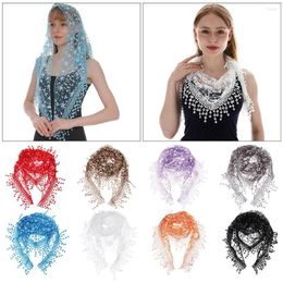 Scarves Gift Shawl Ladies Women Wrap Lace Scarf Neck Cover Tassel Chiffon