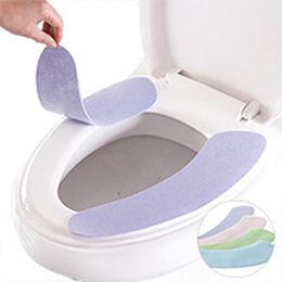 Toilet Seat Covers 2023 Washable Soft Candy Colour Bathroom Warmer Lid Cover Pad Cushion WC Paste Sticky