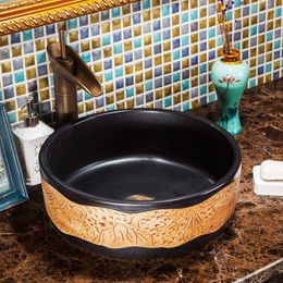 Counter Top ceramic bathroom sinks wash basin chinese porcelain ceramic round sink Gqnua