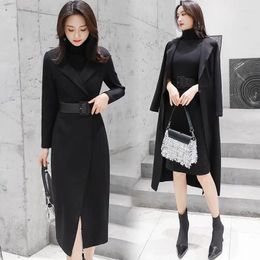 Work Dresses 2023 Autumn Fashion Women'S Long Red Black Blazer Dress Suit Office Workwear Vintage Sexy Business Suits For Women 5010