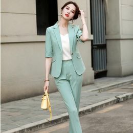 Women's Two Piece Pants 2023 Women Blazer And Pencil Sets Pieces OL Single Breasted Jacket Formal Professional Suit Trousers Spring Summer