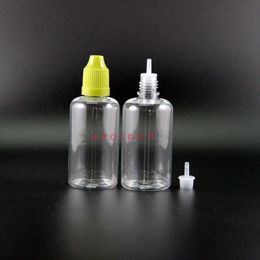 100 Pcs 50ML PET Dropper Bottle Highly transparent Child Proof Safe Plastic Dropper Bottle Squeezable Vapor rainbow caps Shpre