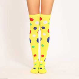 Sexy Socks Women Girls Clown Cosplay Long Socks Fun Colorful Irregular Polka Dot Printed Knee Brace Stockings Fancy Party Costume