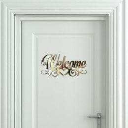 Novelty Items Welcome Sign Stickers for Family Door Plate Acrylic Mirror Wall Sticker Home Decor Gifts House Warming 230625