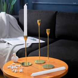 Candle Holders 3 Pcs/ Set European Metal Holder Simple Golden Wedding Decoration Bar Party Living Room Decor Home Accessories