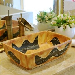 Rectangular Jingdezhen Bathroom ceramic sink wash basin Porcelain Counter Top Wash Basin Sinks modern vanitygood qty Loora