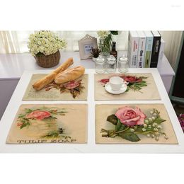 Table Napkin Lychee 42 32cm Retro Flower Series Placemat Mat Anti-scalding Pad DIY Kitchen Decoration Dining Accessories