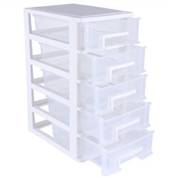 Storage Drawers Fivelayer Cabinet Plastic Drawer Type Closet Portable Case Organiser Sundries Holder White and Transparent 230625