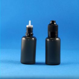 100 Sets/Lot 30ml Plastic Dropper BLACK Bottles Tamper Evident Child Double Proof Caps Long Thin Needle Tips e Cig Liquid 30 mL Plnul