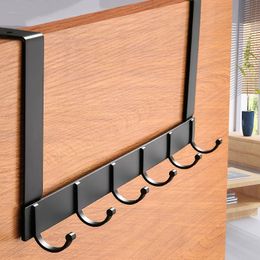 Hooks Rails Over The Door 5 Home Bathroom Organiser Rack Clothes Coat Hat Towel Hanger Kitchen Accessories Holder 230625