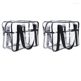 Cosmetic Bags 2X Bag Transparent Handbag Thickened Waterproof Makeup Artist Big Diaper Shoulder