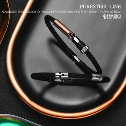 Bracelets RUIMO Luxury Structural Design Knight Black Simple Style Stainless Steel Wire Diy Jewellery Bracelet for Men and Women DIY