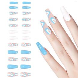 False Nails Nail Things For Acrylic Clear Full Cover Coffin Long Ballet Wear 24 Pieces Straight Tips And Glue