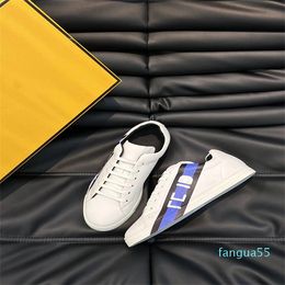 2023-Perfect Brand Men letter Sneaker Shoes White Rubber Sole Calfskin Lace Up Skateboard White Black Leather Comfort Footwear Walking EU38-46