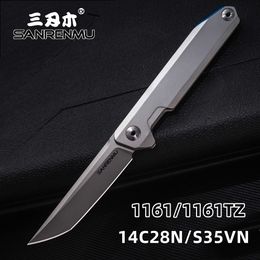 Camping Hunting Knives SANRENMU SRM 1161/1162 Pocket Folding Knife 14C28N Blade Flipper Ball Bearings Hunting Outdoor Survival Camping EDC Tool TOPHKD230626