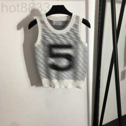 Women's T-shirt Designer Women Tee Vest Knits t Shirts Tops with All-over Letters Girls Crop Runway High End Brand Stretch Sleeveless Camisole Pullover SQ3S