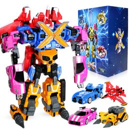 Transformation toys Robots 4pcsset Mini Force Transformation Robot Toys Action Figures MiniForce X Simulation Car Aeroplane Deformation Mini Agent Toy 230625