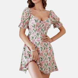 Casual Dresses Women French Sweet Bubble Sleeve Summer Light Luxury Slender Girl Ling A Line Dress Trend For