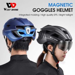 Cycling Helmets WEST BIKING Bicyc Helmet D Light Rechargeab Intergrally-molded Cycling Helmet Mountain Road Bike Helmet Sport Safe Hat HKD230626