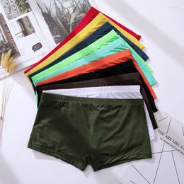 Underpants Boxer Shorts For Mens X-2XL Boxers Boys Ice Silk Solid Candy Colour Ultra-Thin Breathable Underwear Wholesale