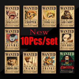 Kids' Toy Stickers 10Pcsset Anim Vintage Posters Children Room Living Wall Decoration Cartoons Pirate Wanted Paintings Stickers Toys 230625