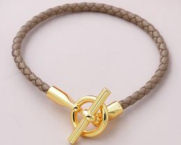 5A Charm Bracelets HM Genuine Leather Short Strap Bracelet in Grey For Women With Dust Bag Box Size 16-21 Fendave