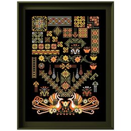 Decorative Flowers Wreaths Phoenix totem pattern cross embroidery kit flower design 18ct 14ct 11ct black canvas Crossstitch DIY needlework 230625