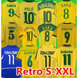 1998 Dunga Brasil Retro Soccer Jerseys 1957 2000 2002 2004 2006 Brazils Romário Pelé Ronaldinho Rivaldo Careca R. Carlos Fabiano D. Aes
