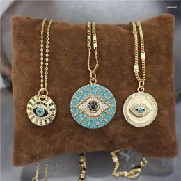 Pendant Necklaces 16inch 10pcs/lot Design Colourful Cz Necklace Eye Shape Cubic Zircon Component Plated Rosary Chain Wholesale