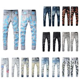 Designer Jeans Men's Denim Embroidered Pants Fashion Perforated Pants US Size 28-40 Hip Hop Distressed Zipper Pants Men's Best Selling 2023