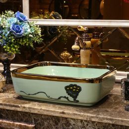 Chinese Antique ceramic sinks china wash basin Ceramic Counter Top Wash Basin Bathroom Sinks vessel sink rectangular lotusgood qty Fwgrm