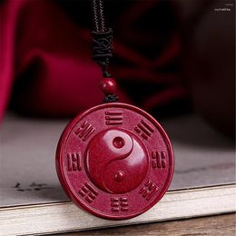 Pendant Necklaces Tai Chi Diagram For Men And Women Yin Yang Taoist Feng Shui Amulets Necklace Traditional Chinese Style Cinnabar Jewelry