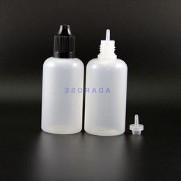 50 ML 100 Pieces LDPE Plastic Dropper Bottles With Child Proof Safety Caps and Tips E cig long nipple Bvegi