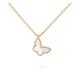 Designerbrand jewelry18k Gold Crystal Diamond Butterfly Pendant Necklace French Luxury Brand V Classic Necklace fashion for women mens wedding Valentines Day gif