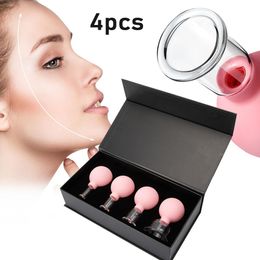 Massager 4pcs Vacuum Cupping Jars Set Cellulite Massager for Face Acupuncture Suction Cup Slimming Fat Burning Health Care Face Sucker