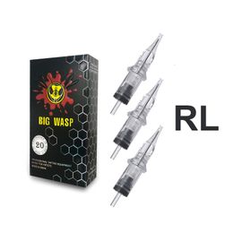 BIGWASP Premium Tattoo Cartridge Needles RL Long Taper Disposable Sterilised Safety Transparent Needle for Tattoo Pen 230626