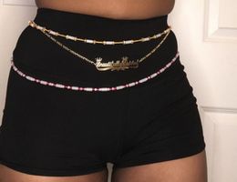 Belly Chains Belts 80CM Stainless Name For Women Letters Digital Custom Belly Chain Simple Sexy Body Chain Gift for Girlfriend 230626