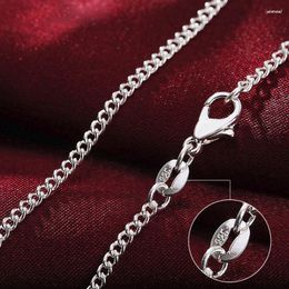 Chains 925 Sterling Silver 16/18/20/22/24/26/28/30 Inch 2mm Side Chain Necklace For Women Man Wedding Charm Jewellery Colar De Prata
