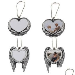 Party Favor Sublimation Car Charm Pendants Valentines Day Ornament Heart In Hands Blanks For Heat Press JN26