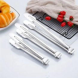 1pc Food Grade Stainless Steel Kitchen Tongs For Cooking,BBQ Heavy Duty Metal Food Tongs Non-Slip Grip Multifunctional Stainless Steel Food Flipping Tongs Clip