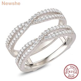 Solitaire Ring she Women's Infinity Adjustable Guard Enhancer Rings for Engagement 0.86 Ct Cubic Zircon 925 Sterling Silver Wedding Jewelry 230626