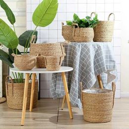 Planters Pots Rattan Storage Basket Flower Baskets Laundry Storage Decorative Basket Rattan Flower Pot Garden Planters Household Organiser