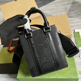 High Quality Designer Bag Mens Solid Color embossed Tote bag Mini Leather Shoulder Bag Alphabet Woven crossbody Bag 696010