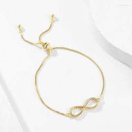 Charm Bracelets Gold-plated Brass Cubic Zirconia Crystal Infinity Love Box Chain Bracelet Women Pull Adjustable Delicate Cute Jewellery Gift