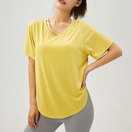 Ll Designer Loose Yoga Tops Women 's Sports Shirts Summer Quick Dry Breathable Short Sleeve T-shirt Fiess Running Sportswear Ladies